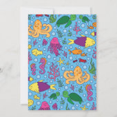 Onder het Zee Dieren Schattige 1e verjaardagsfeest Kaart (Achterkant)