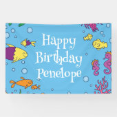 Onder het Zee Dieren Schattige 1e verjaardagsfeest Spandoek (Horizontaal)