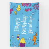 Onder het Zee Dieren Schattige 1e verjaardagsfeest Spandoek (Verticaal)