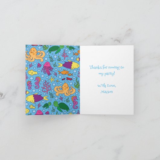 Onder het Zee Dieren Schattige Dank u Kaarten (Binnen)