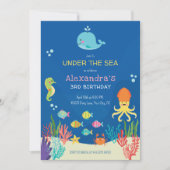 Onder het Zee dieren verjaardag Kaart (Voorkant)