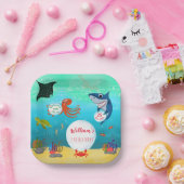 Onder het Zee Dieren Water Bubble Verjaardagsfeest Papieren Bordje (Feest)