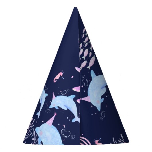 Onder het zee dierenverjaardag feesthoedjes (Achterkant)
