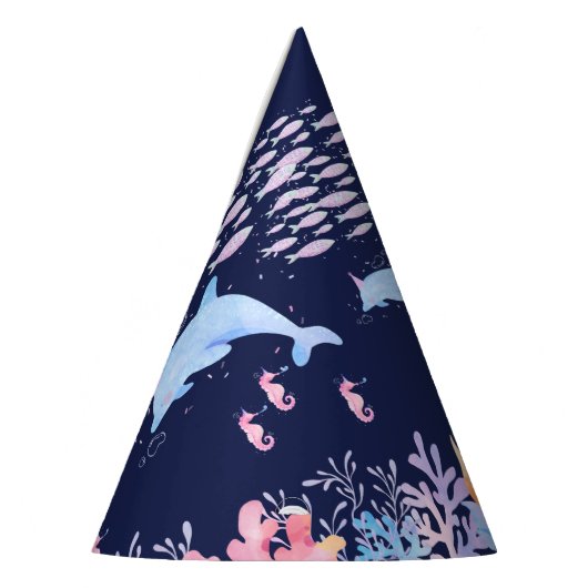Onder het zee dierenverjaardag feesthoedjes (Links)