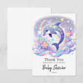 Onder het Zee Dolfijn Baby shower Bedankkaart (Voorkant / Achterkant)