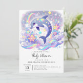 Onder het Zee Dolfijn Baby shower Kaart (Staand voorkant)