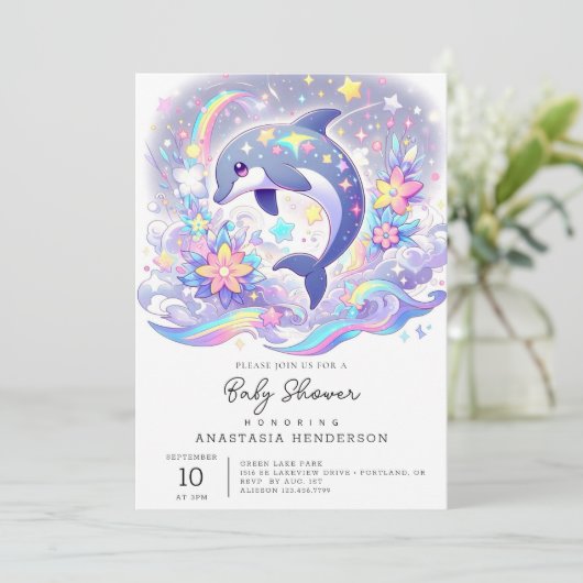 Onder het Zee Dolfijn Baby shower Kaart (Staand voorkant)