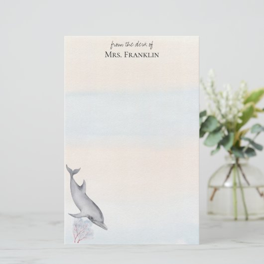 Onder het Zee Dolfijn Gepersonaliseerd 2 Briefpapier (Staand voorkant)