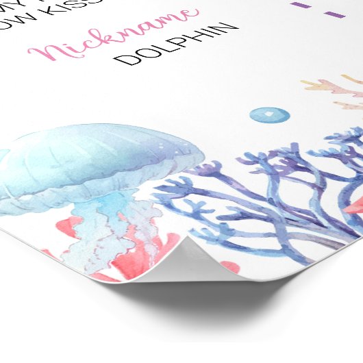 Onder het Zee Dolfijn Kind Verjaardag Mijlpaal tek Poster (Hoek)