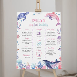 Onder het Zee Dolfijn Kind Verjaardag Mijlpaal tek Poster