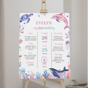 Onder het Zee Dolfijn Kind Verjaardag Mijlpaal tek Poster