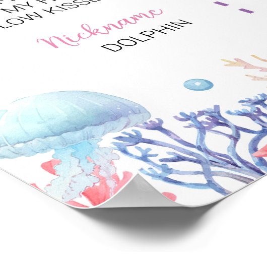 Onder het Zee Dolfijn Kind Verjaardag Mijlpaal tek Poster (Hoek)