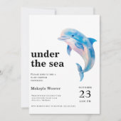 Onder het Zee dolfijn Waterverf Baby shower Kaart (Voorkant)