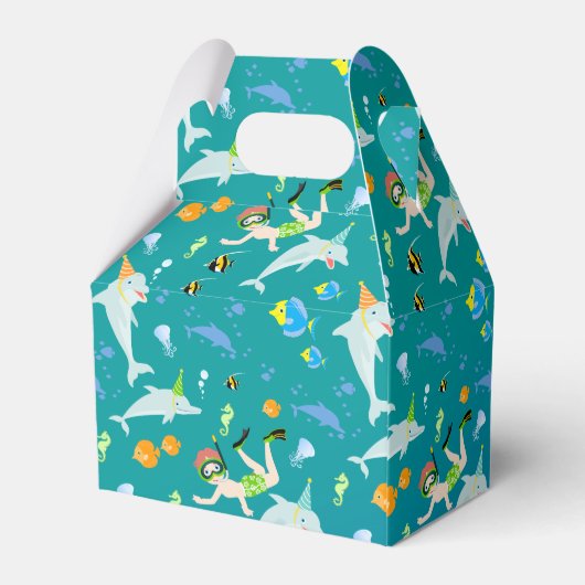 Onder het zee dolfijnen en jongen verjaardagsfeest bedankdoosjes (Achterkant)