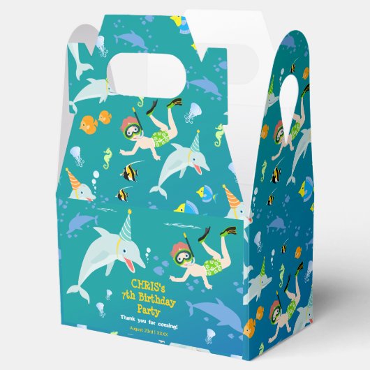 Onder het zee dolfijnen en jongen verjaardagsfeest bedankdoosjes (Geopend)