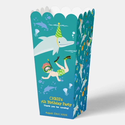 Onder het zee dolfijnen en jongen verjaardagsfeest bedankdoosjes (Voorkant)