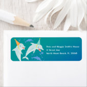 Onder het zee dolfijnen en jongen verjaardagsfeest etiket (Insitu)