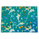 Onder het zee dolfijnen en jongen verjaardagsfeest groot cadeauzakje (Voorkant)