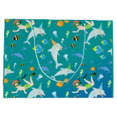 Onder het zee dolfijnen en jongen verjaardagsfeest groot cadeauzakje (Achterkant)