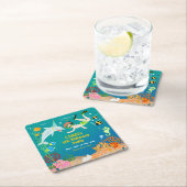 Onder het zee dolfijnen en jongen verjaardagsfeest kartonnen onderzetters (Insitu)