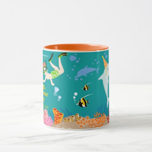 Onder het zee dolfijnen en jongen verjaardagsfeest mok (Midden)