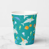 Onder het zee dolfijnen en jongen verjaardagsfeest papieren bekers (Links)