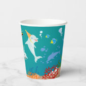 Onder het zee dolfijnen en jongen verjaardagsfeest papieren bekers (Achterkant)