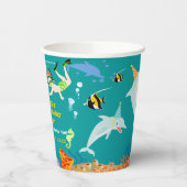 Onder het zee dolfijnen en jongen verjaardagsfeest papieren bekers (Links)