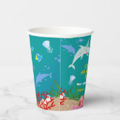 Onder het zee dolfijnen en jongen verjaardagsfeest papieren bekers (Rechts)