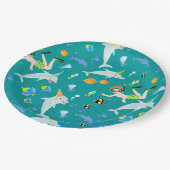 Onder het zee dolfijnen en jongen verjaardagsfeest papieren bordje (Gekanteld)