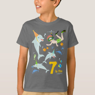 Onder het zee dolfijnen en jongen verjaardagsfeest t-shirt