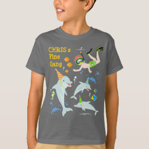 Onder het zee dolfijnen en jongen verjaardagsfeest t-shirt