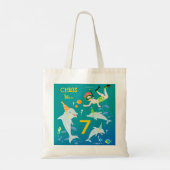 Onder het zee dolfijnen en jongen verjaardagsfeest tote bag (Achterkant)