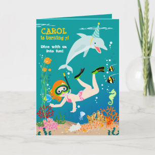 Onder het zee dolfijnen en meisje Verjaardagsfeest