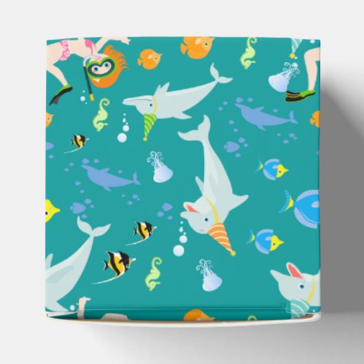 Onder het zee dolfijnen en meisje Verjaardagsfeest Bedankdoosjes (Bovenkant)