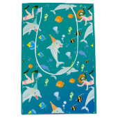 Onder het zee dolfijnen en meisje Verjaardagsfeest Medium Cadeauzakje (Voorkant)