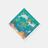 Onder het zee dolfijnen en meisje Verjaardagsfeest Servet (Hoek)