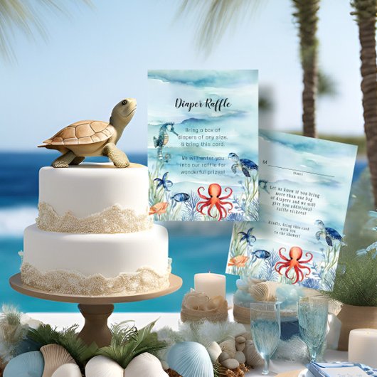 Onder het Zee Dolfijnschildpad Blauwe Luier Raffle Informatiekaartje