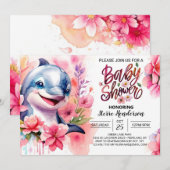 Onder het Zee Dolphin Baby shower Invitation Kaart (Voorkant / Achterkant)