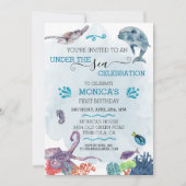 Onder het Zee Dolphin Birthday Ocean Turtle Kaart (Voorkant)