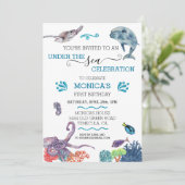 Onder het Zee Dolphin Birthday Ocean Turtle Kaart (Staand voorkant)