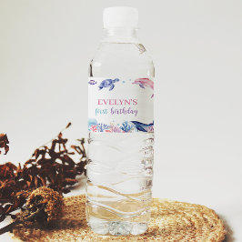 Onder het Zee Dolphin Birthday Water Bottle Label Waterfles Etiket