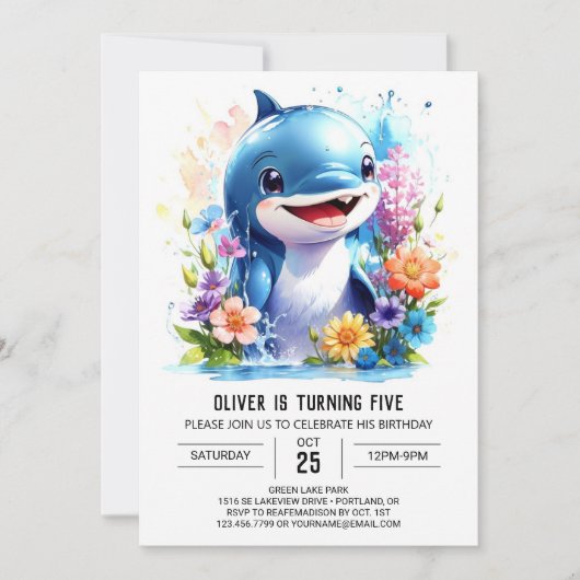Onder het Zee Dolphin Delight Verjaardag Kaart (Voorkant)