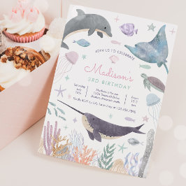 Onder het Zee Dolphin Narwhal Zee Life Birthday Kaart