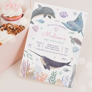 Onder het Zee Dolphin Narwhal Zee Life Birthday Kaart