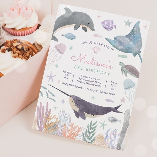 Onder het Zee Dolphin Narwhal Zee Life Birthday Kaart