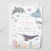 Onder het Zee Dolphin Narwhal Zee Life Birthday Kaart (Voorkant)