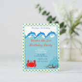 Onder het Zee Dolphin Octopus Crab Birthday Party Kaart (Staand voorkant)