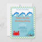 Onder het Zee Dolphin Octopus Crab Birthday Party Kaart (Voorkant)