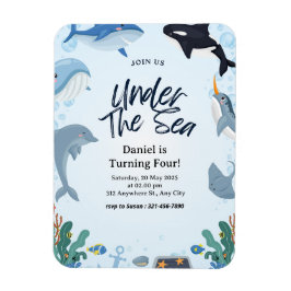 Onder het Zee Dolphin Shark Whales Verjaardag Kind Magneet